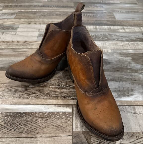 Freebird By Steven Sadie Womens Ankle Booties 9 Brown Distressed Leather Oxford - Picture 2 of 10